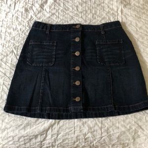 Denim blue button-up mini skirt